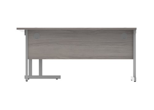 Office Right Hand Corner Desk With Steel Double Upright Cantilever Frame 1600X1200 Alaskan Grey Oak/Silver