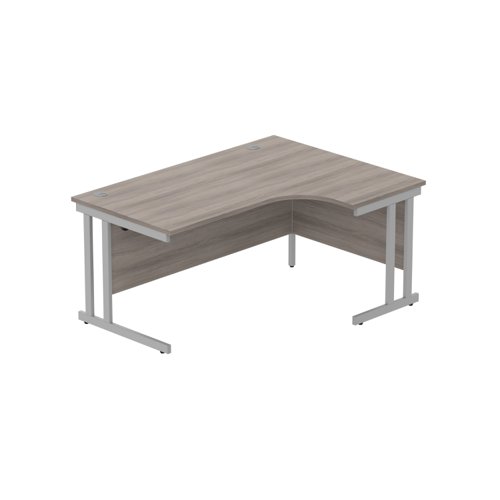 Office Right Hand Corner Desk with Steel Double Upright Cantilever Frame (FSC) 1600X1200 Alaskan Grey Oak/Silver