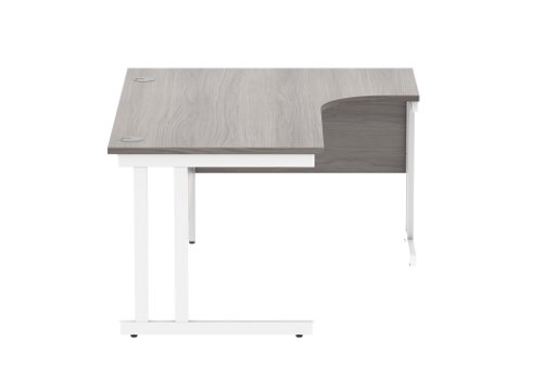 Office Right Hand Corner Desk With Steel Double Upright Cantilever Frame 1600X1200 Alaskan Grey Oak/White