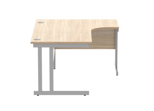 Office Right Hand Corner Desk With Steel Double Upright Cantilever Frame 1600X1200 Canadian Oak/Silver
