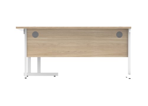 Office Right Hand Corner Desk With Steel Double Upright Cantilever Frame 1600X1200 Canadian Oak/White