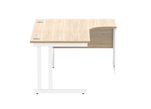 Office Right Hand Corner Desk With Steel Double Upright Cantilever Frame 1600X1200 Canadian Oak/White