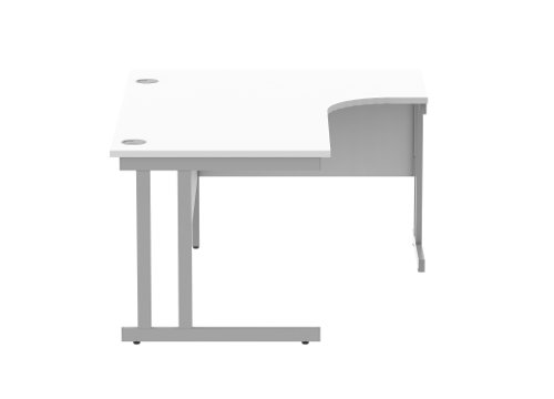 Office Right Hand Corner Desk With Steel Double Upright Cantilever Frame 1600X1200 Arctic White/Silver