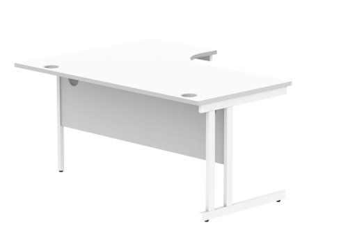 Office Right Hand Corner Desk With Steel Double Upright Cantilever Frame 1600X1200 Arctic White/White