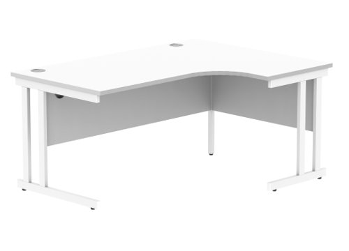 Office Right Hand Corner Desk With Steel Double Upright Cantilever Frame 1600X1200 Arctic White/White
