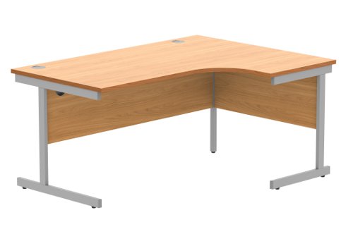 Office Right Hand Corner Desk With Steel Single Upright Cantilever Frame 1600X1200 Norwegian Beech/Silver