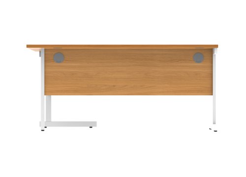 Office Right Hand Corner Desk With Steel Single Upright Cantilever Frame 1600X1200 Norwegian Beech/White