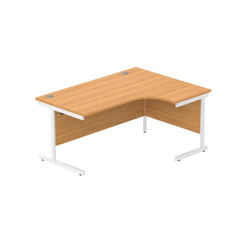 Office Right Hand Corner Desk with Steel Single Upright Cantilever Frame (FSC) 1600X1200 Norwegian Beech/White