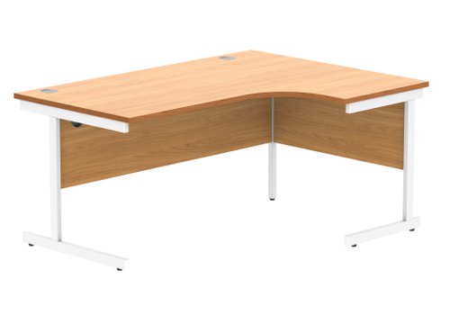 Office Right Hand Corner Desk With Steel Single Upright Cantilever Frame 1600X1200 Norwegian Beech/White