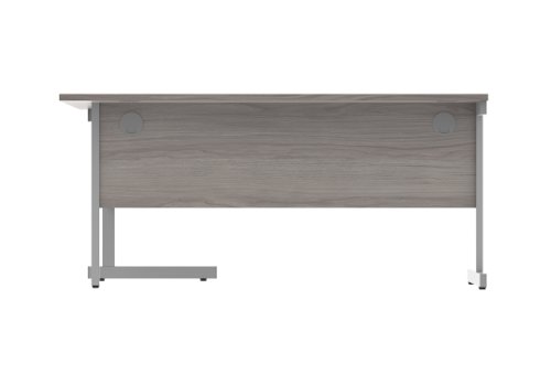 Office Right Hand Corner Desk With Steel Single Upright Cantilever Frame 1600X1200 Alaskan Grey Oak/Silver