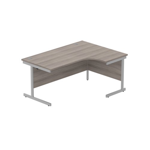 Office Right Hand Corner Desk with Steel Single Upright Cantilever Frame (FSC) 1600X1200 Alaskan Grey Oak/Silver