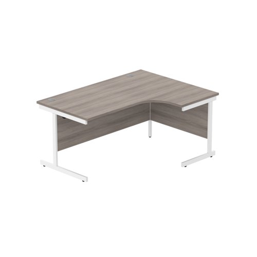 Office Right Hand Corner Desk with Steel Single Upright Cantilever Frame (FSC) 1600X1200 Alaskan Grey Oak/White