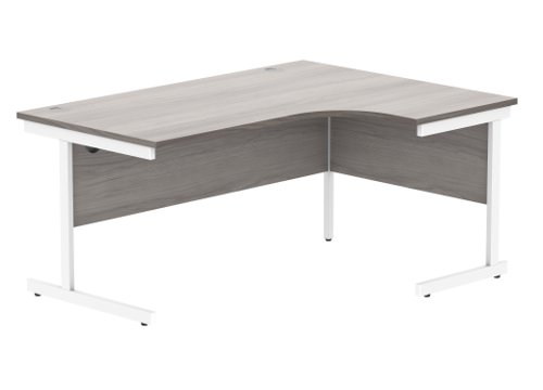 Office Right Hand Corner Desk With Steel Single Upright Cantilever Frame 1600X1200 Alaskan Grey Oak/White