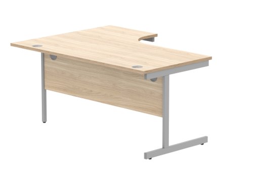 Office Right Hand Corner Desk With Steel Single Upright Cantilever Frame 1600X1200 Canadian Oak/Silver