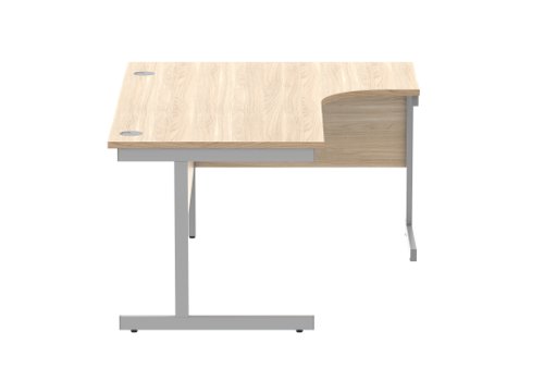 Office Right Hand Corner Desk With Steel Single Upright Cantilever Frame 1600X1200 Canadian Oak/Silver