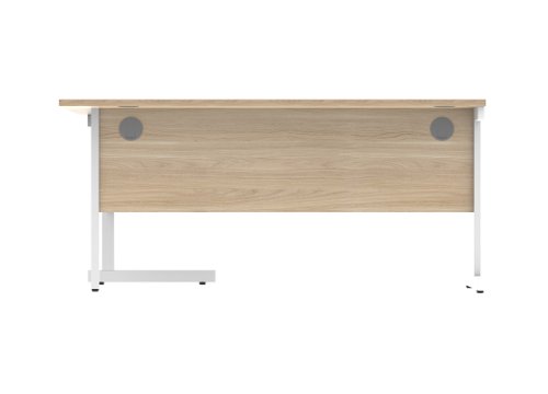 Office Right Hand Corner Desk With Steel Single Upright Cantilever Frame 1600X1200 Canadian Oak/White