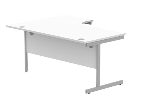 Office Right Hand Corner Desk With Steel Single Upright Cantilever Frame 1600X1200 Arctic White/Silver
