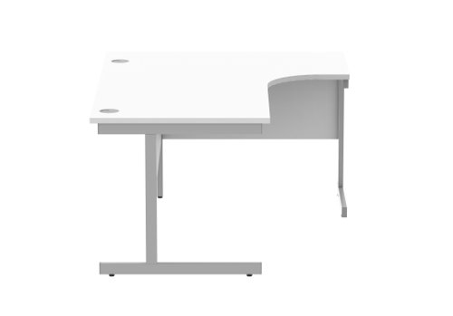 Office Right Hand Corner Desk With Steel Single Upright Cantilever Frame 1600X1200 Arctic White/Silver