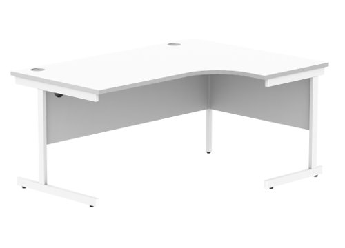 Office Right Hand Corner Desk With Steel Single Upright Cantilever Frame 1600X1200 Arctic White/White