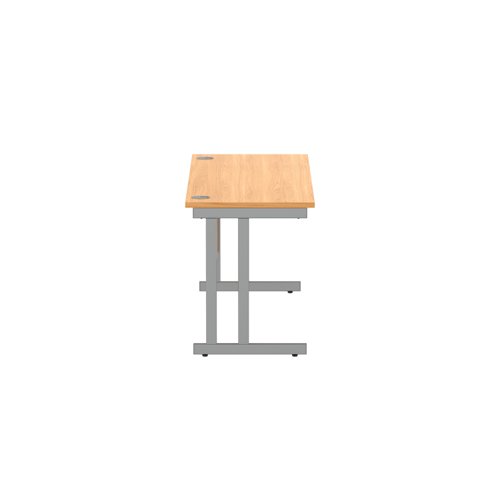 CORE1660DUBCHGRP Office Rectangular Desk with Steel Double Upright Cantilever Frame (FSC) 1600X600 Norwegian Beech/Graphite