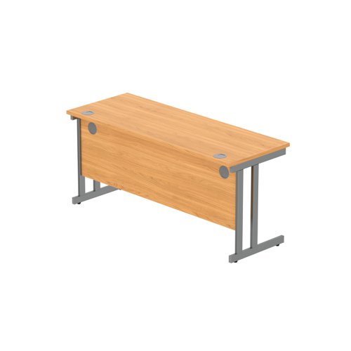 CORE1660DUBCHGRP Office Rectangular Desk with Steel Double Upright Cantilever Frame (FSC) 1600X600 Norwegian Beech/Graphite
