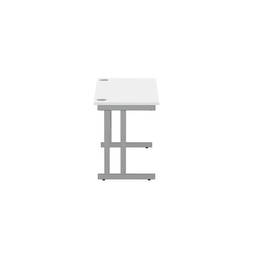 CORE1660DUWHTGRP Office Rectangular Desk with Steel Double Upright Cantilever Frame (FSC) 1600X600 Arctic White/Graphite