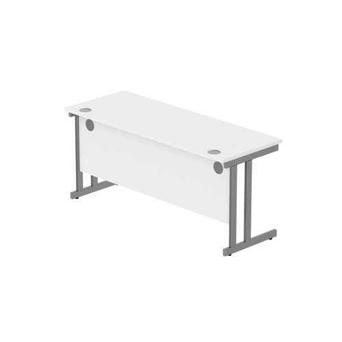 CORE1660DUWHTGRP Office Rectangular Desk with Steel Double Upright Cantilever Frame (FSC) 1600X600 Arctic White/Graphite