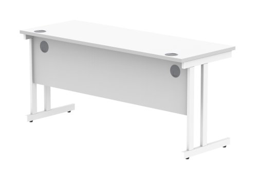 Office Rectangular Desk With Steel Double Upright Cantilever Frame 1600X600 Arctic White/White