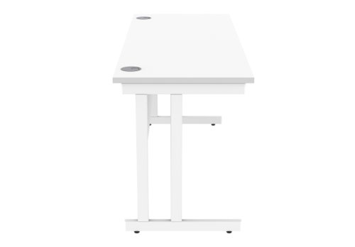 Office Rectangular Desk With Steel Double Upright Cantilever Frame 1600X600 Arctic White/White