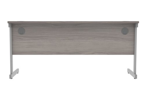 Office Rectangular Desk With Steel Single Upright Cantilever Frame 1600X600 Alaskan Grey Oak/Silver