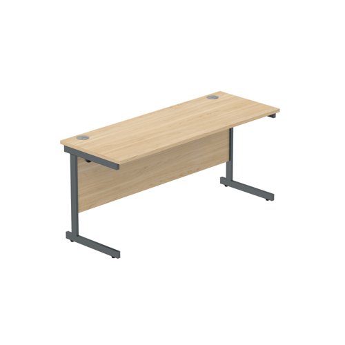 Office Rectangular Desk with Steel Single Upright Cantilever Frame (FSC) 1600X600 Canadian Oak/Graphite