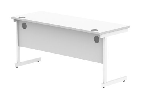 Office Rectangular Desk With Steel Single Upright Cantilever Frame 1600X600 Arctic White/White