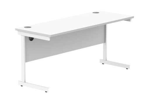 Office Rectangular Desk With Steel Single Upright Cantilever Frame 1600X600 Arctic White/White