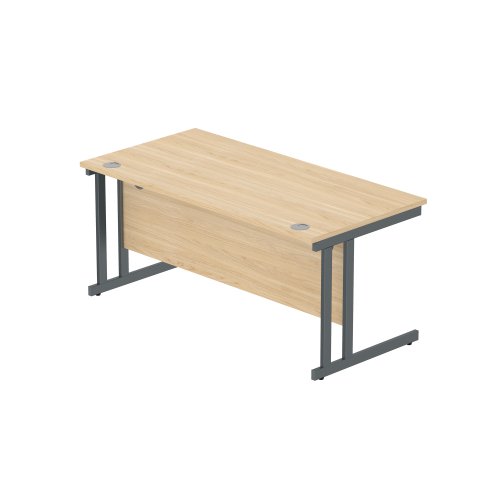 CORE1680DUOKGRP Office Rectangular Desk with Steel Double Upright Cantilever Frame (FSC) 1600X800 Canadian Oak/Graphite