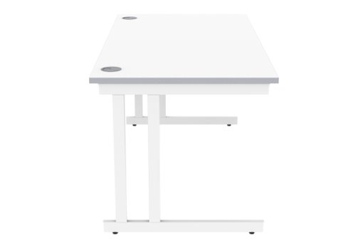 Office Rectangular Desk With Steel Double Upright Cantilever Frame 1600X800 Arctic White/White