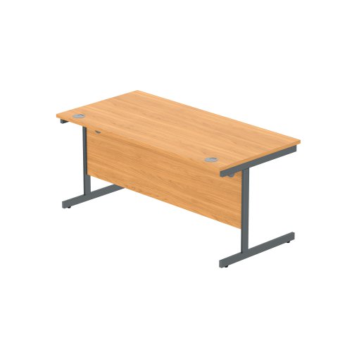 Office Rectangular Desk with Steel Single Upright Cantilever Frame (FSC) 1600X800 Norwegian Beech/Graphite