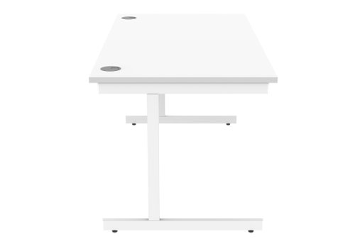 Office Rectangular Desk With Steel Single Upright Cantilever Frame 1600X800 Arctic White/White