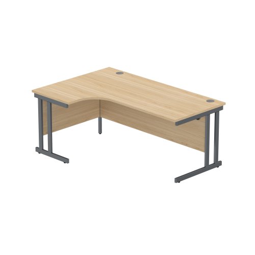 Office Left Hand Corner Desk with Steel Double Upright Cantilever Frame (FSC) 1800X1200 Canadian Oak/Graphite