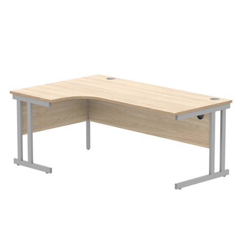 Office Left Hand Corner Desk With Steel Double Upright Cantilever Frame 1800X1200 Canadian Oak/Silver