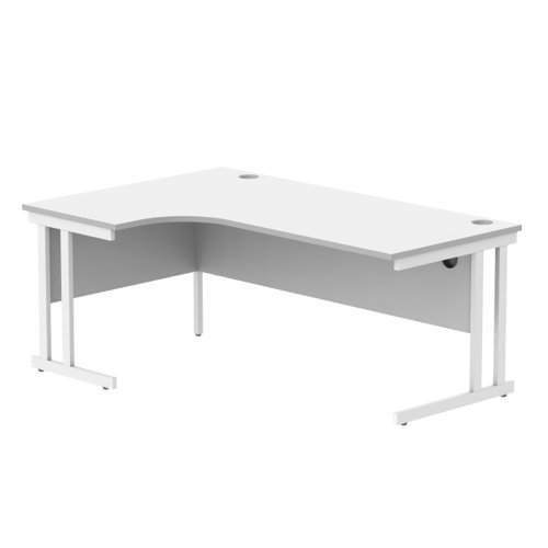 Office Left Hand Corner Desk With Steel Double Upright Cantilever Frame 1800X1200 Arctic White/White