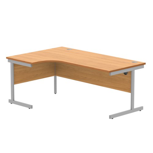Office Left Hand Corner Desk With Steel Single Upright Cantilever Frame 1800X1200 Norwegian Beech/Silver