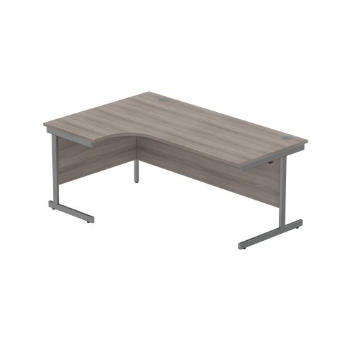 Office Left Hand Corner Desk with Steel Single Upright Cantilever Frame (FSC) 1800X1200 Alaskan Grey Oak/Graphite