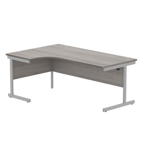 Office Left Hand Corner Desk with Steel Single Upright Cantilever Frame (FSC) 1800X1200 Alaskan Grey Oak/Silver