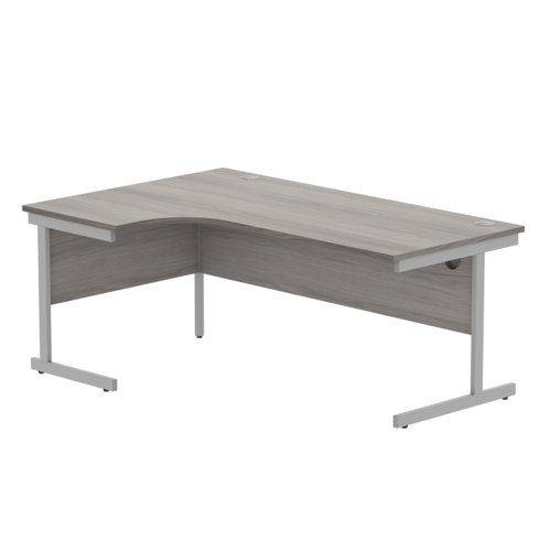 Office Left Hand Corner Desk With Steel Single Upright Cantilever Frame 1800X1200 Alaskan Grey Oak/Silver