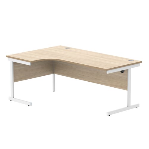 Office Left Hand Corner Desk With Steel Single Upright Cantilever Frame 1800X1200 Canadian Oak/White