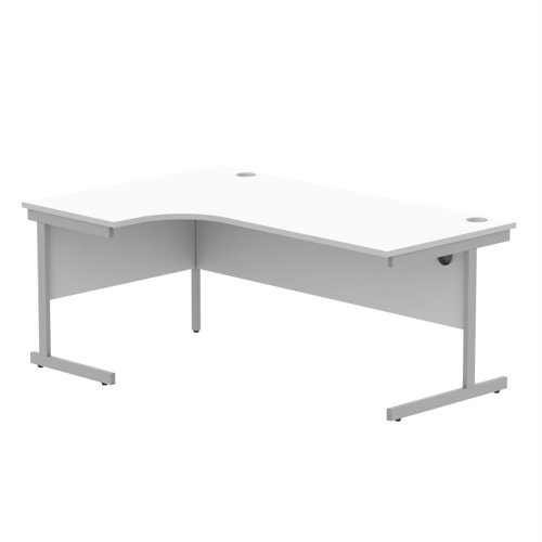Office Left Hand Corner Desk With Steel Single Upright Cantilever Frame 1800X1200 Arctic White/Silver