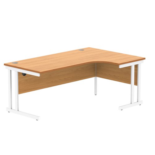 Office Right Hand Corner Desk With Steel Double Upright Cantilever Frame 1800X1200 Beech/White