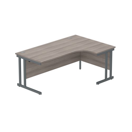 Office Right Hand Corner Desk with Steel Double Upright Cantilever Frame (FSC) 1800X1200 Grey Oak/Graphite