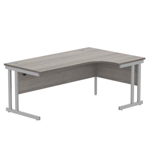 Office Right Hand Corner Desk With Steel Double Upright Cantilever Frame 1800X1200 Grey Oak/Silver