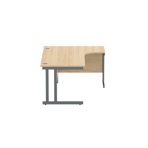 CORE1812RHDUOKGRP Office Right Hand Corner Desk with Steel Double Upright Cantilever Frame (FSC) 1800X1200 Oak/Graphite